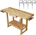 55-Inch Wood Workbench - Wooden Workbench for Garage Workshop and Home Throat for Enhanced Workshop Experience, Versatile & Spacious with Bar Clamps Set 12 inch x 4-3/4 inch Throat,Pack of 4