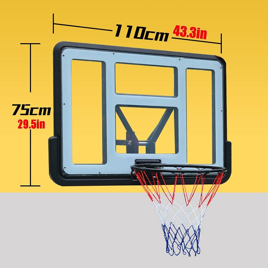 Portable Wall-Mounted Basketball Hoop, Indoor and Outdoor Sports Training Backboard Basketball Stand, 110X75CM