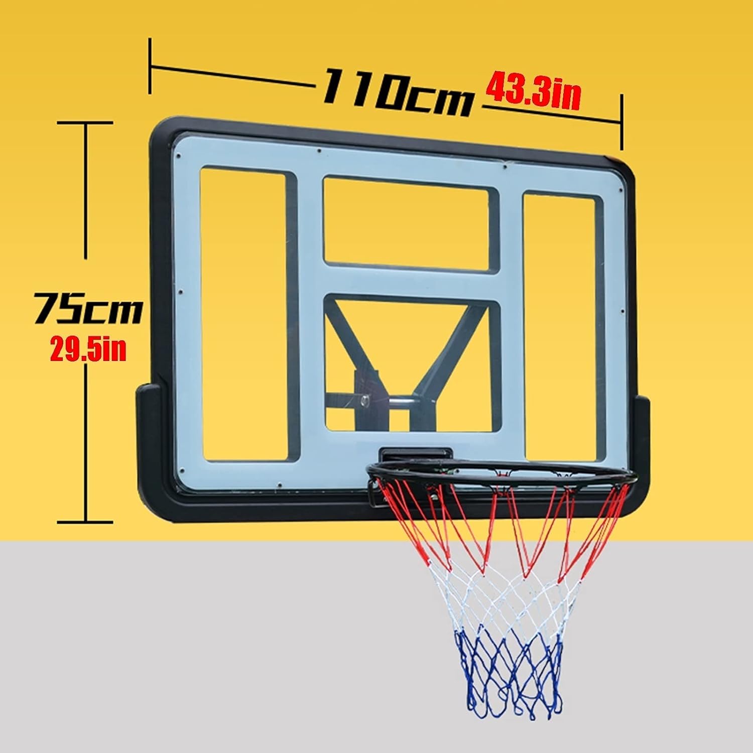 Portable Wall-Mounted Basketball Hoop, Indoor and Outdoor Sports Training Backboard Basketball Stand, 110X75CM