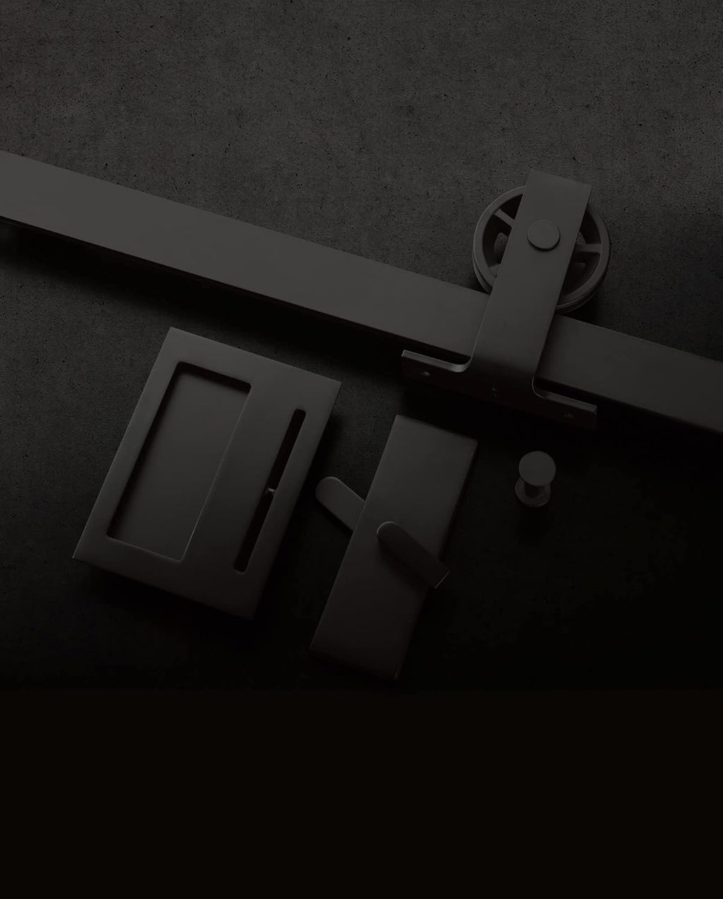 Emtek 222202 Modern Rectangular Surface Jamb Mounted Privacy Lock with Flush Pull and Integrated Strike for Barn Doors - Flat Black