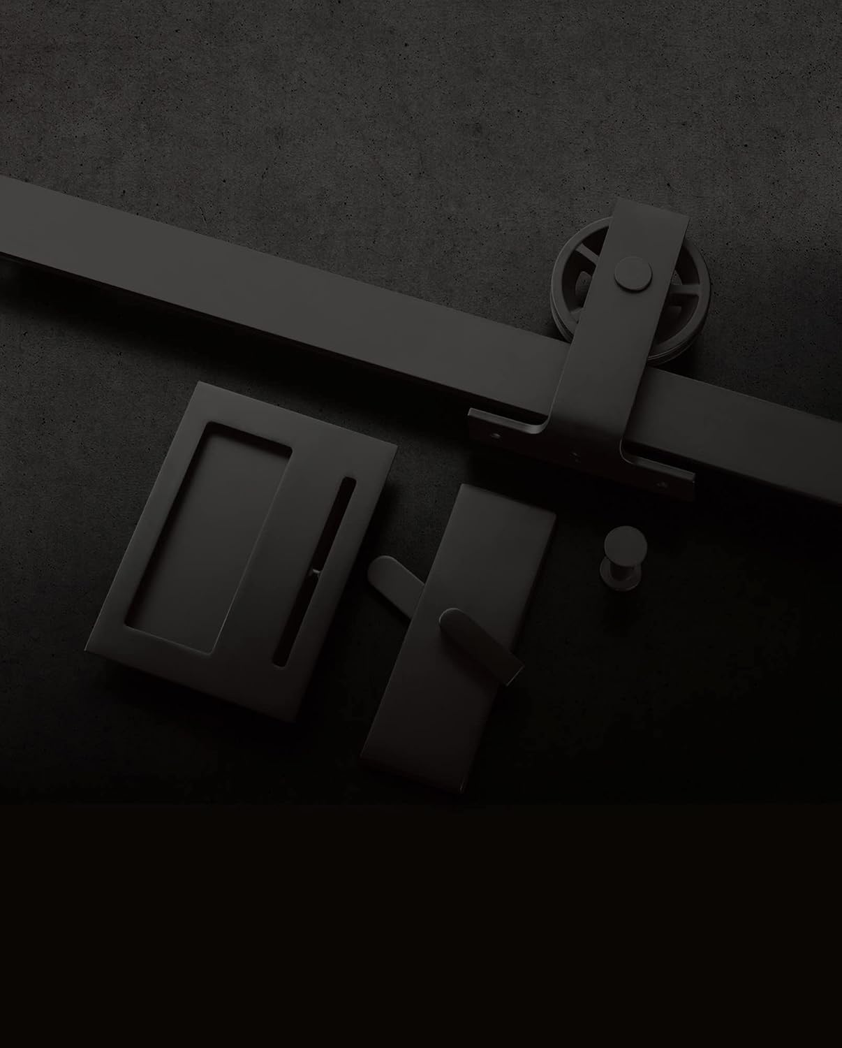 Emtek 222202 Modern Rectangular Surface Jamb Mounted Privacy Lock with Flush Pull and Integrated Strike for Barn Doors - Flat Black