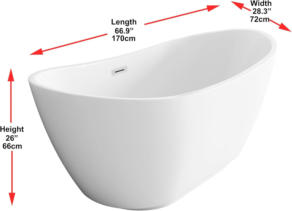 67' Bathtub, Iron and Nylon and Fiberglass, White