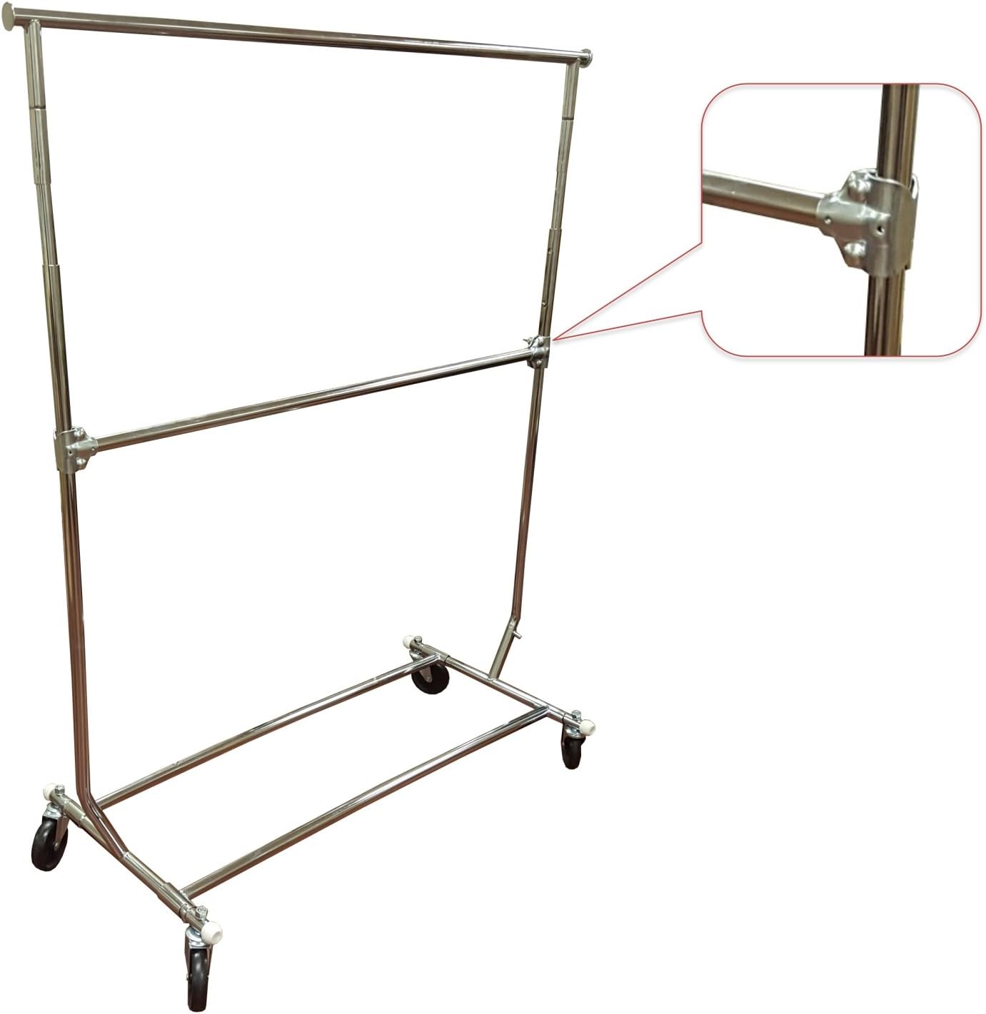 Single Bar Collapsible Salesman Garment Rack with Add-On Rail Kit