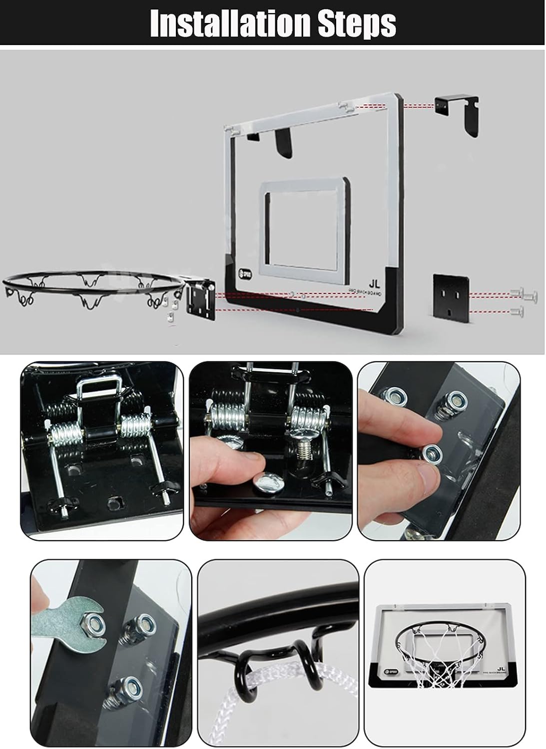 Basketball Rim Wall-Mounted Basketball Hoop and Goal, Children's Mini Backboard Set, Can Be Installed On Doors and Walls (Color : Package 1, Size : 45x30cm)