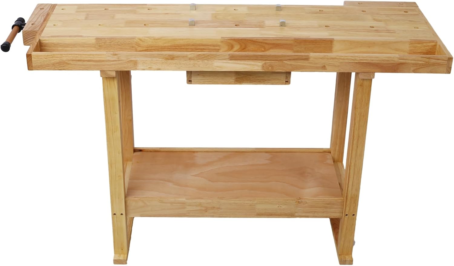 Gecheer 55-Inch Wooden Workbench for Garage, Workshop, or Home – Rubberwood Table with Bar Clamps (2x12 + 2x24), Drawers, Shelves, and Adjustable Handles – Holds Up to 330 lbs