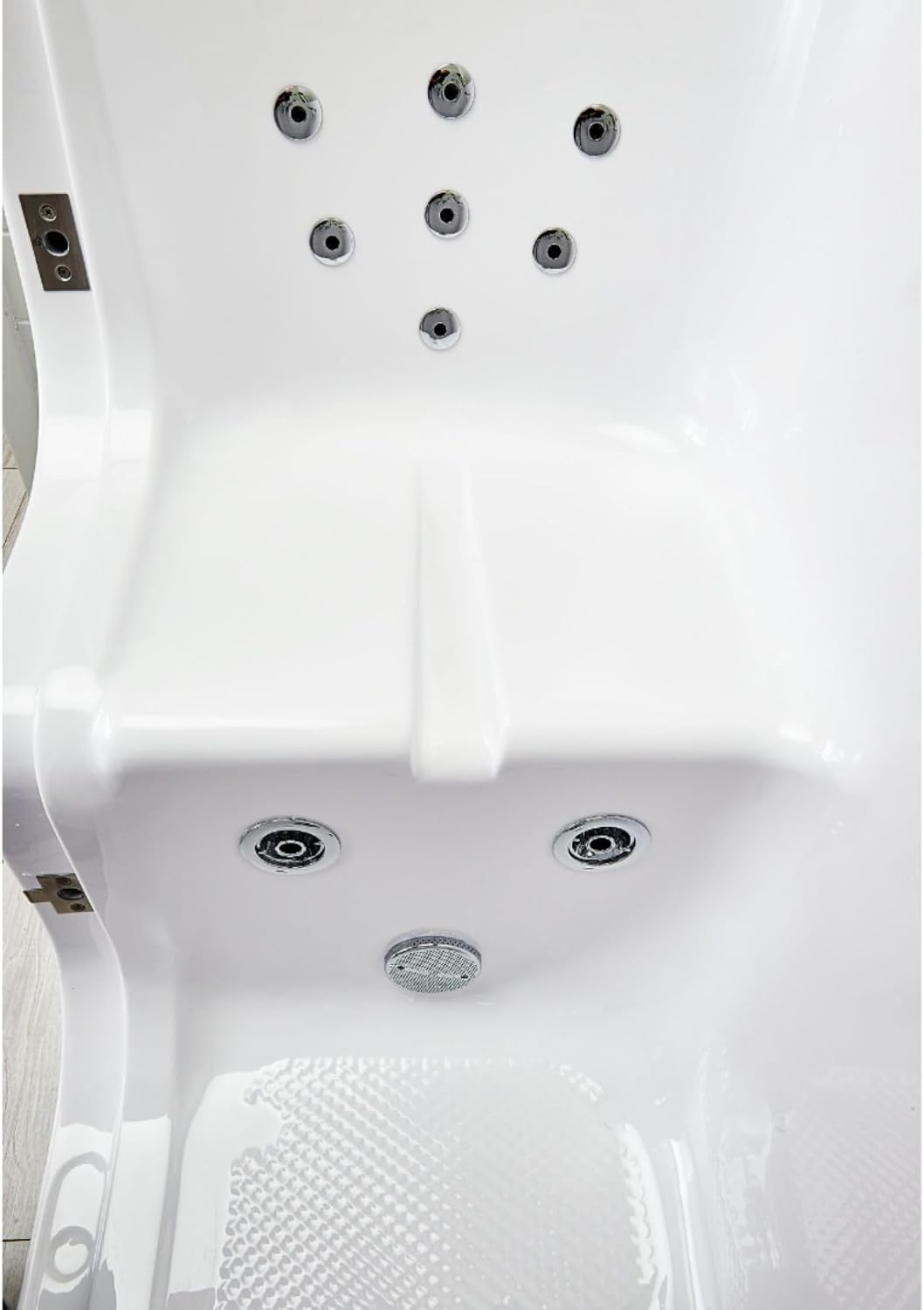 Ella Wheelchair Transfer 30'x52' Acrylic Hydro Massage Walk-In Bathtub with Right Outward Swing Door, 5 Piece Fast Fill Faucet, 2' Dual Drain