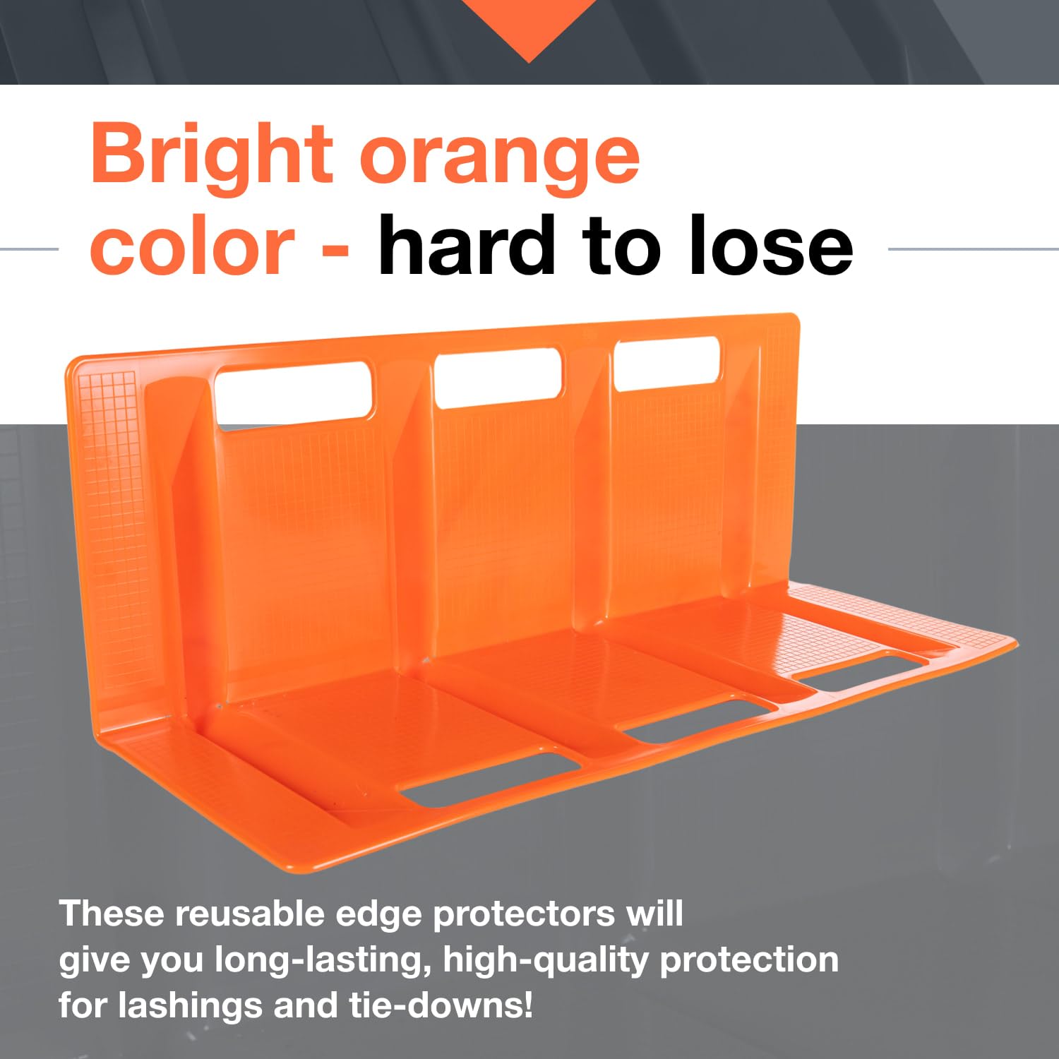 IDL Packaging 24' x 8' x 8' Reinforced Plastic Edge Protector for Tie Downs and Lashing (Pack of 8) – Each Accommodates 3 Slots for up to 4' Straps – Flatbed Corner Guards for Trucks and Shipping