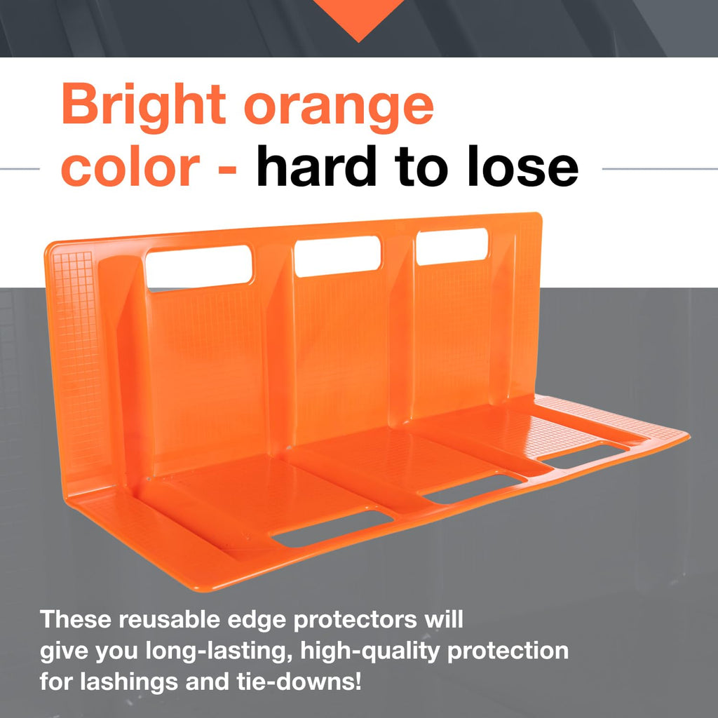 IDL Packaging 48' x 8' x 8' Reinforced Plastic Edge Protector for Tie Downs and Lashing (Pack of 2) - Each Accommodates 7 Slots for up to 4' Straps - Flatbed Corner Guards for Trucks and Shipping