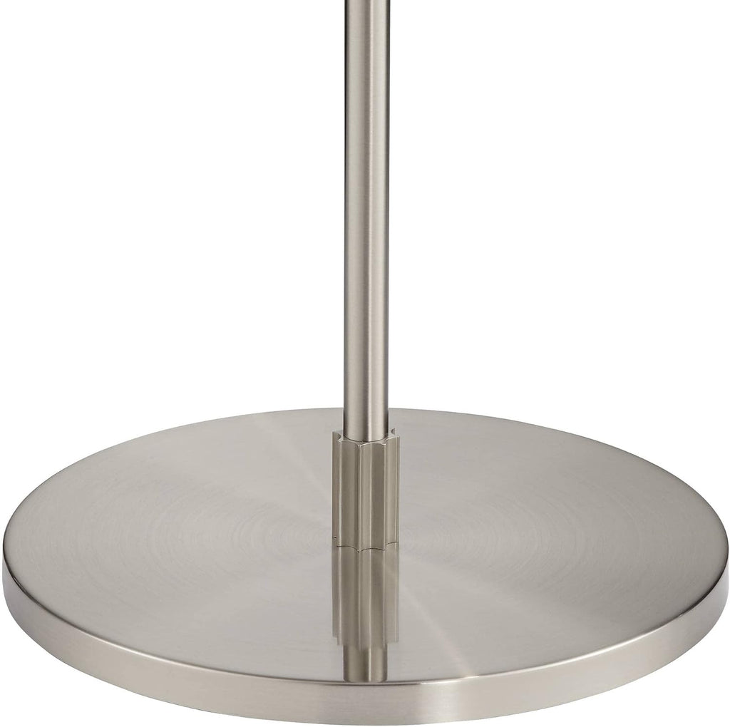 Possini Euro Design Raymond Modern Arc Floor Lamp with USB Charging Port 69' Tall Brushed Nickel Off-White Linen Drum Shade Adjustable Boom Arm for Living Room Reading House Bedroom Home Office