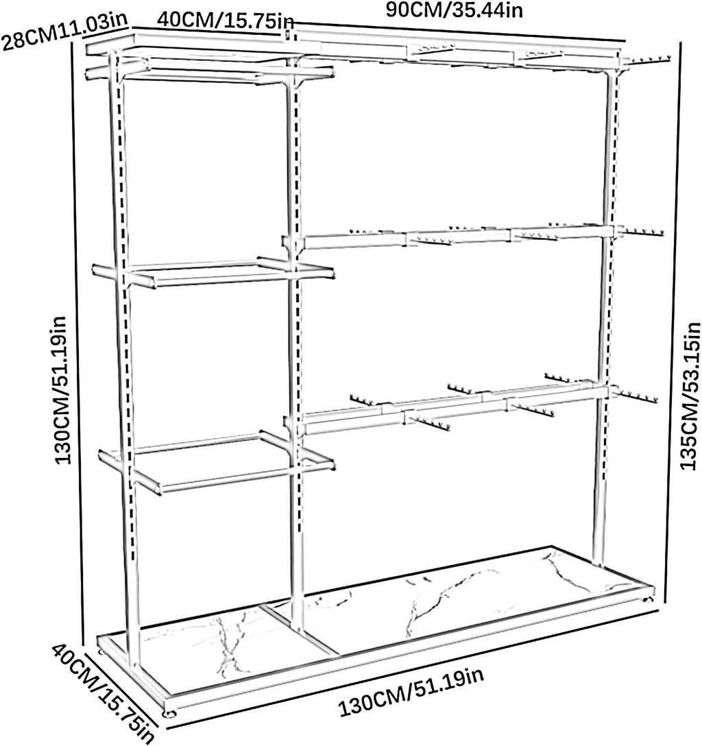 Clothing Store Commercial Shelves, Garment Rack, Boutique Underwear Rack Storage Organizer, Floor-Standing Bra Socks Shorts Scarves Gloves Retail Dis(Black-130x40x130CM/51.19x15.75x51.19in