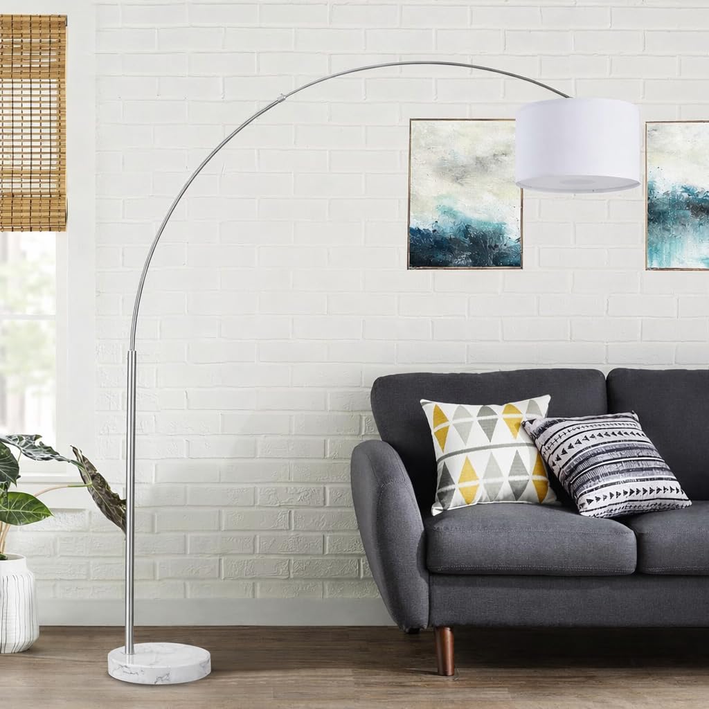 Major-Q Modern Arcing Floor Lamp - Tall Stand Up Arching Drum Shade - Large Contemporary Floor Lamp for Dining Rooms and Bedrooms - Corner Lamp for Office Lighting and Home Decor