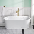 WELLFOR 67' Freestanding Acrylic Bathtubs, Air Bubble Freestanding Soaking Tub, 87 Gallons, Massage bathtub with Romantic LED Lighting/Chrome Bathtub Drain and Groove Overflow, Glossy Whtie