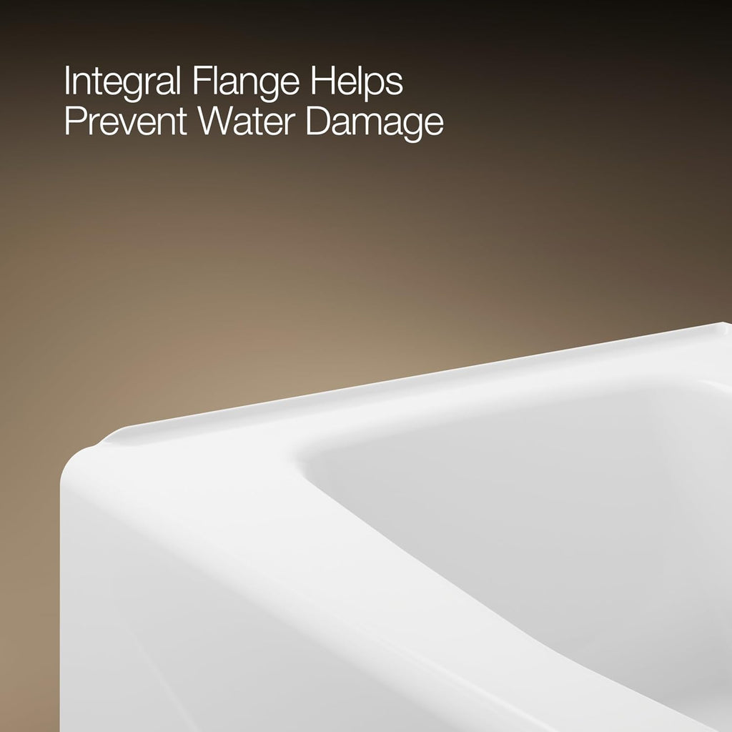 KOHLER 716-0 Villager 60' x 30-1/4' Alcove Cast Iron Bathtub with Right-Hand Drain and Integral Apron, Safeguard Slip-Resistant Surface, White