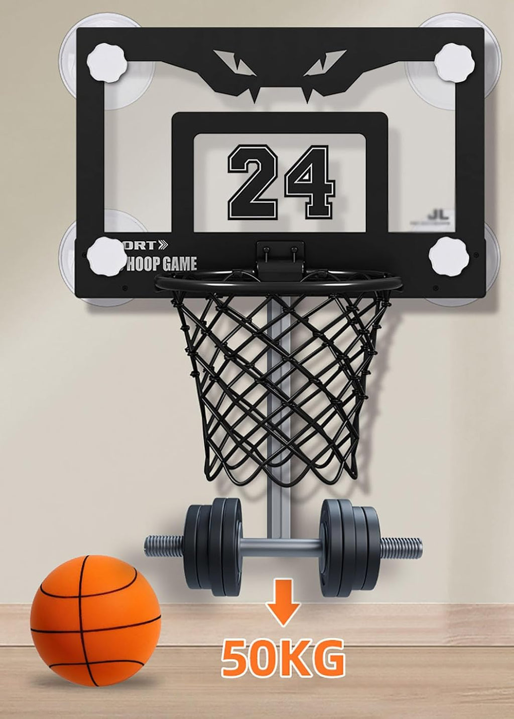 Indoor Basketball Hoop, Mini Basketball Hoop for Door and Wall of Bedroom and Office, Kids Basketball Hoop and Stand, Gift for Kids Teens and Adult,Black