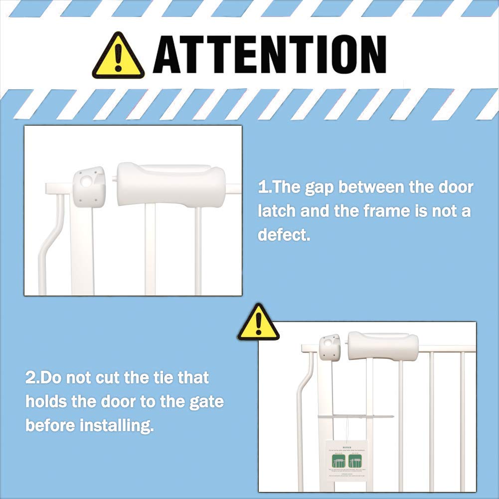 ALLAIBB Extra Wide Pressure Mount Baby Gate Auto Close White Metal Child Dog Pet Safety Gates with Walk Through for Stairs,Doorways,Kitchen and Living Room(48.03-52.76'/122-134cm)