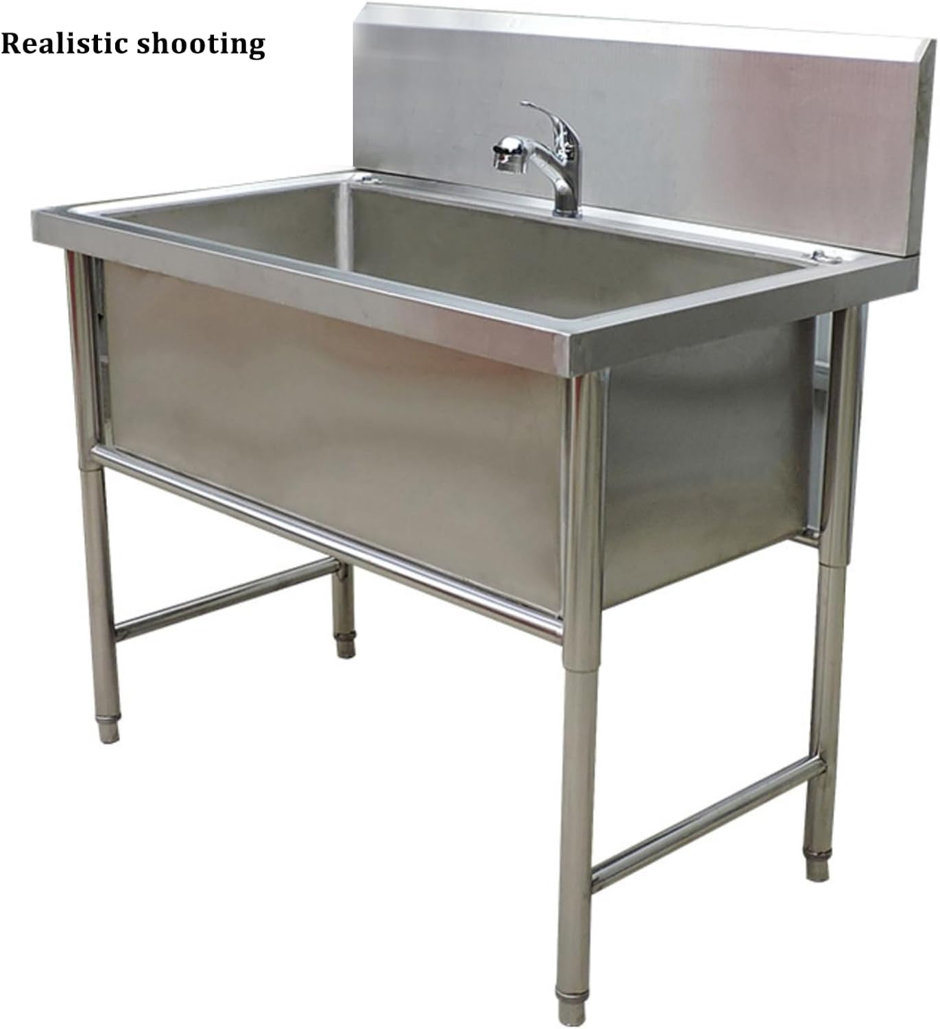 Professional Stainless Steel Dog Bathing Station, Dog Grooming Tub, Freestanding Pet Sink, 39in/100cm