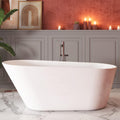 61' Acrylic Freestanding Bathtub, Single Slipper Free Standing Tub, Soaking Tub with Integrated Slotted Overflow, Toe-Tap Chrome Drain, cUPC Certified, Glossy White