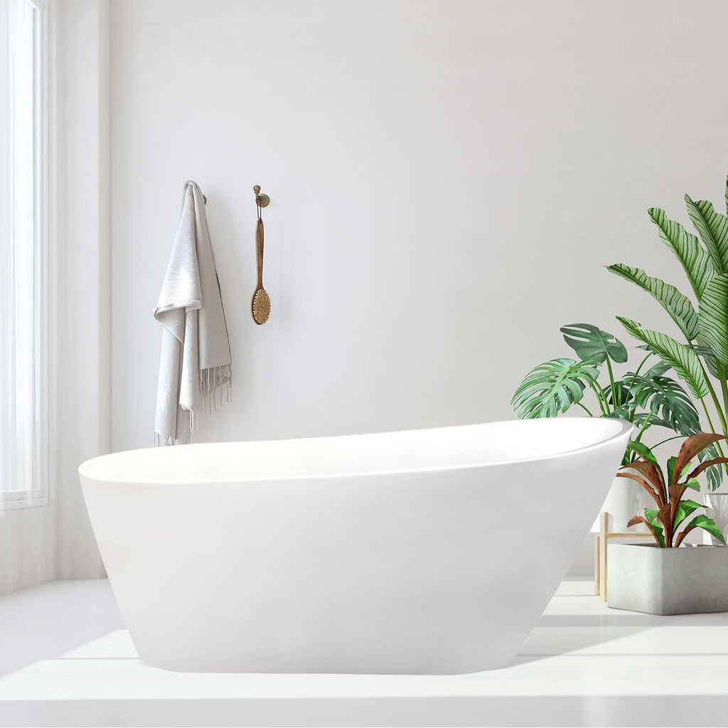 Shaia 67' x 32' Freestanding Soaking Acrylic Bathtub in White