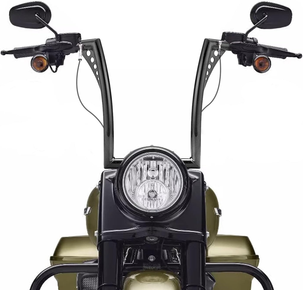 WSays 10' Rise Ape Hangers Handlebar 1-1/4' Diameter Bar Compatible with Harley Sportster XL 1200 883 Touring Road Glide Road King Softail Dyna Models, Gloss Black