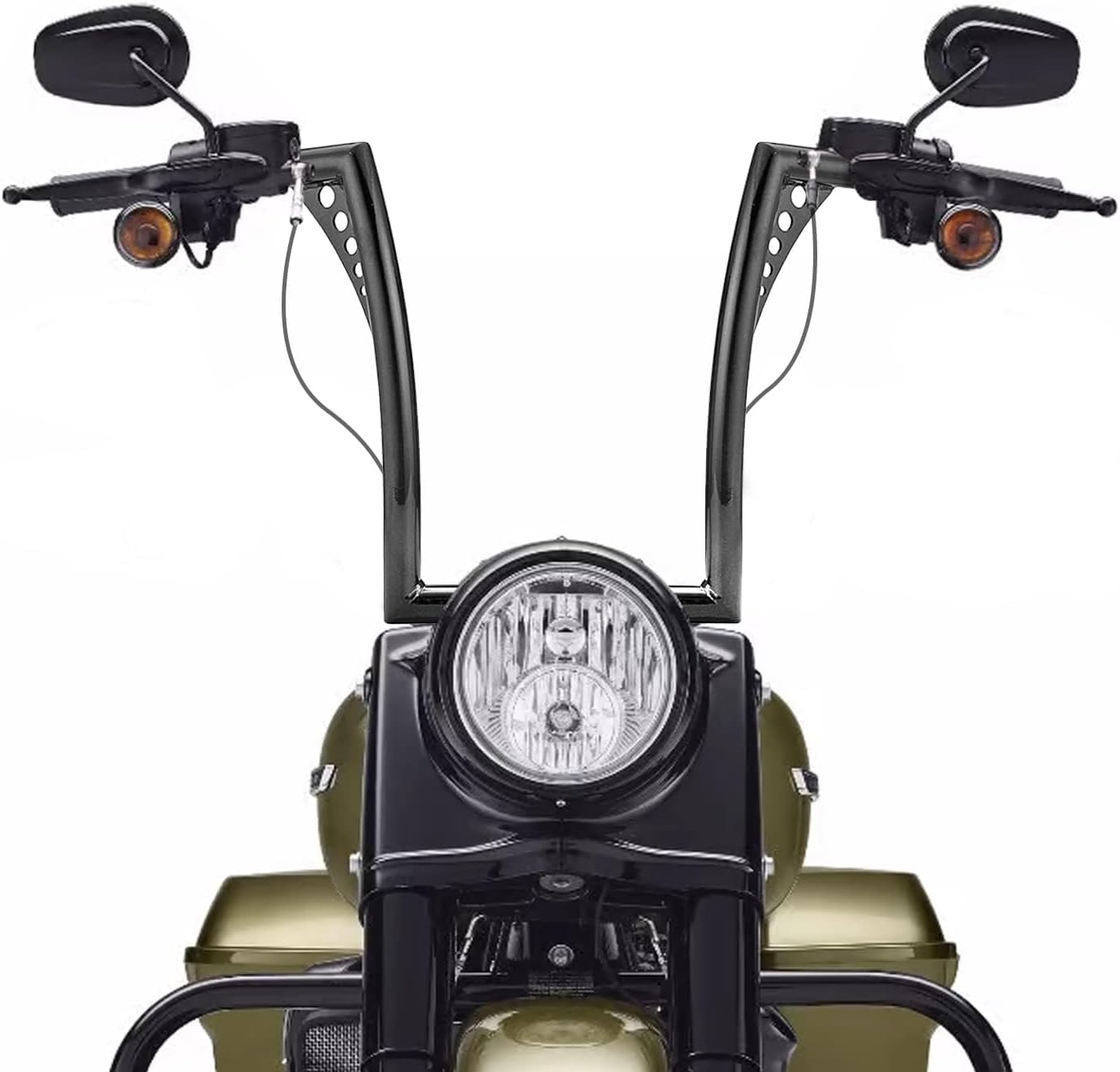 WSays 10' Rise Ape Hangers Handlebar 1-1/4' Diameter Bar Compatible with Harley Sportster XL 1200 883 Touring Road Glide Road King Softail Dyna Models, Gloss Black