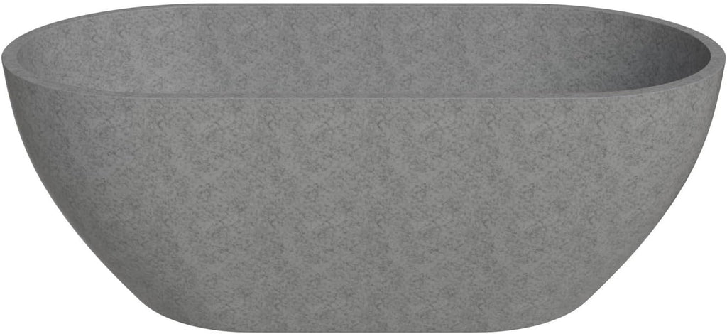 HomeStock 59' Solid Concrete Freestanding Bathtub - Modern Oval Soaking Tub - Gray