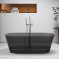 67' Edeyeu Freestanding Bathtub - Luxury Natural Resin Solid Surface Bathtub, Extra Deep Soaking Tub With Artistic Translucent Design, High-End Stand Alone Free Standing Tub Black