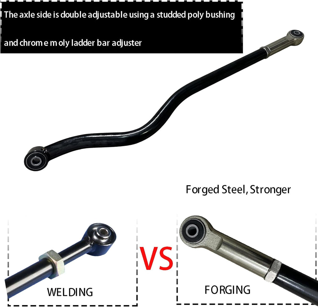 BST BSSP Rear+Front Adjustable Forged Track Bar for 0-6' Lift Compatible with 2007-2018 Jeep Wrangler JK 2.5' 3' 4' 5' 6' Custom Suspension Body Panhard Bar Kit