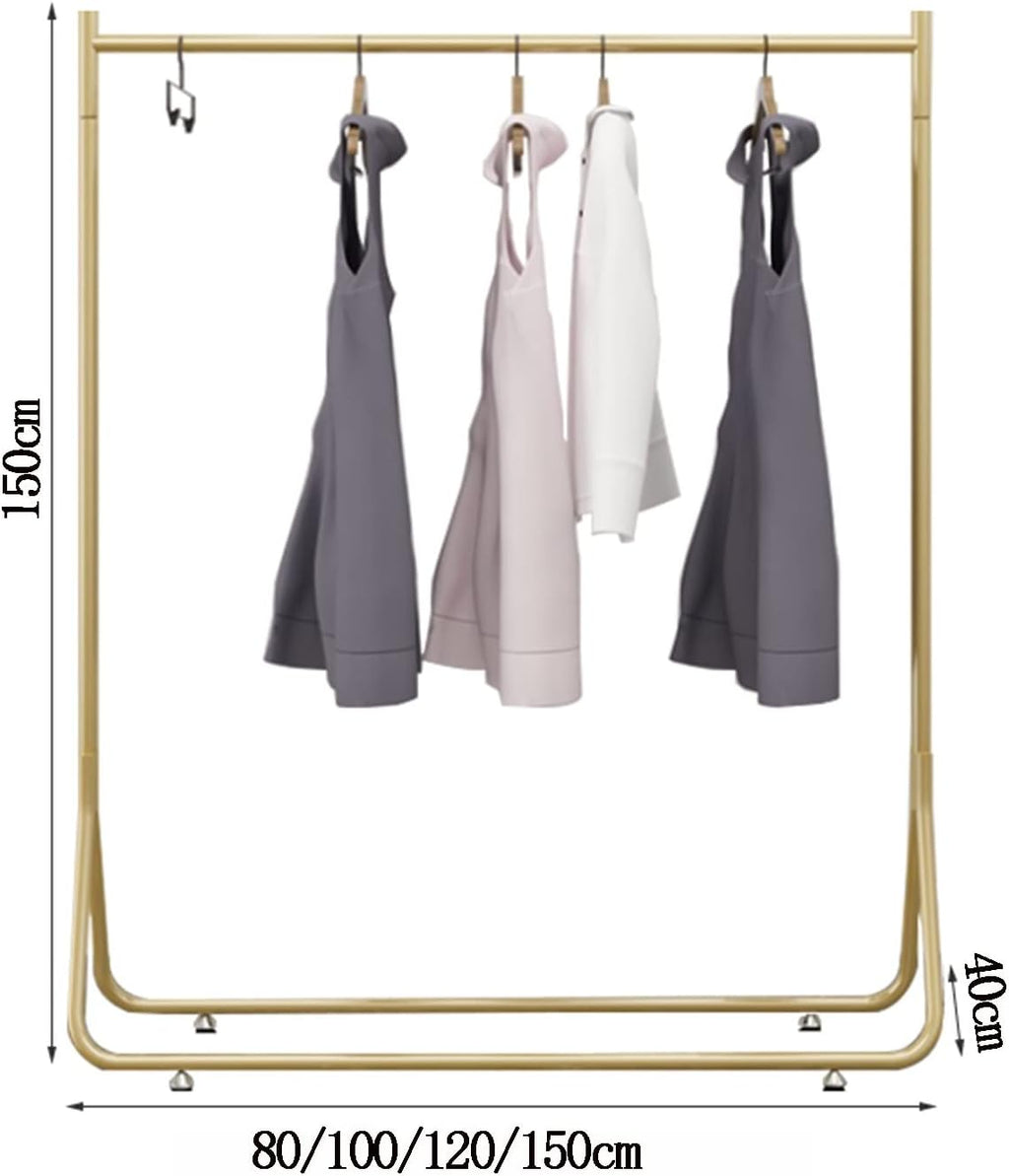 Clothing rack Golden Floor-standing Clothing Rack Retail Clothing Display Rack Heavy Duty Metal Garment Rack Bedroom Living Room Clothes Organizer,One Color 80x40x150cm