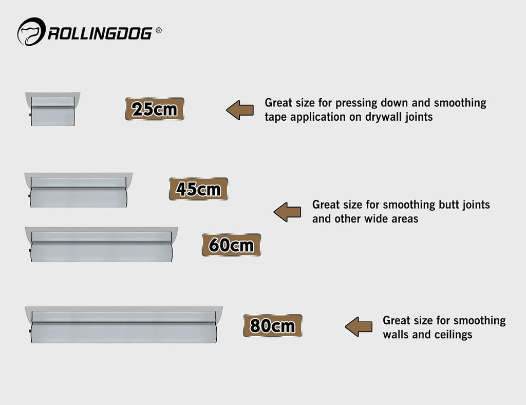 ROLLINGDOG Drywall Skimming Blade Set - 4pcs Skimming Blades With Extra blades,Taping Knife,Putty Knife,3pcs Hand Sander with Sandpapers And Extension Pole for Drywall Jobs