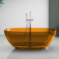 51' Edeyeu Freestanding Bathtub - Luxury Natural Resin Solid Surface Bathtub, Crystal Translucent Extra Deep Soaking Tub, High-End Stand Alone Free Standing Tub For Modern Bathroom Design Orange A