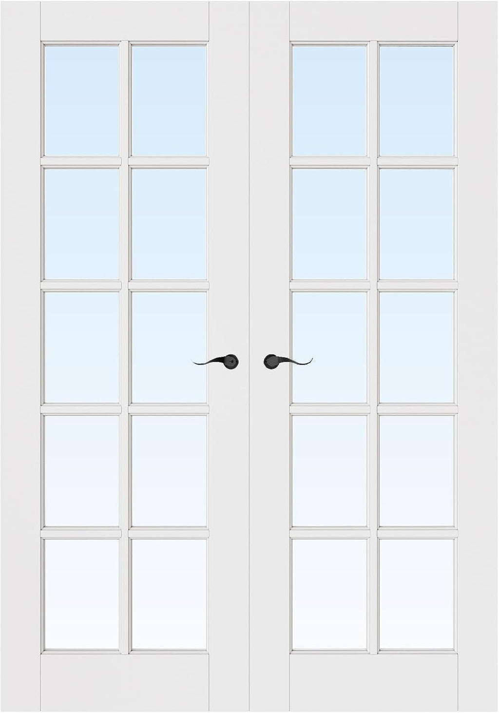 56' x 80' French Doors Interior (Double 28' x 80' 10-Lite Clear Glass Door with Black Hinge Prehung Jamb Kit), Pre-Finished & Paintable, Prebuilt Home Door Panels & Assembly Required Jamb