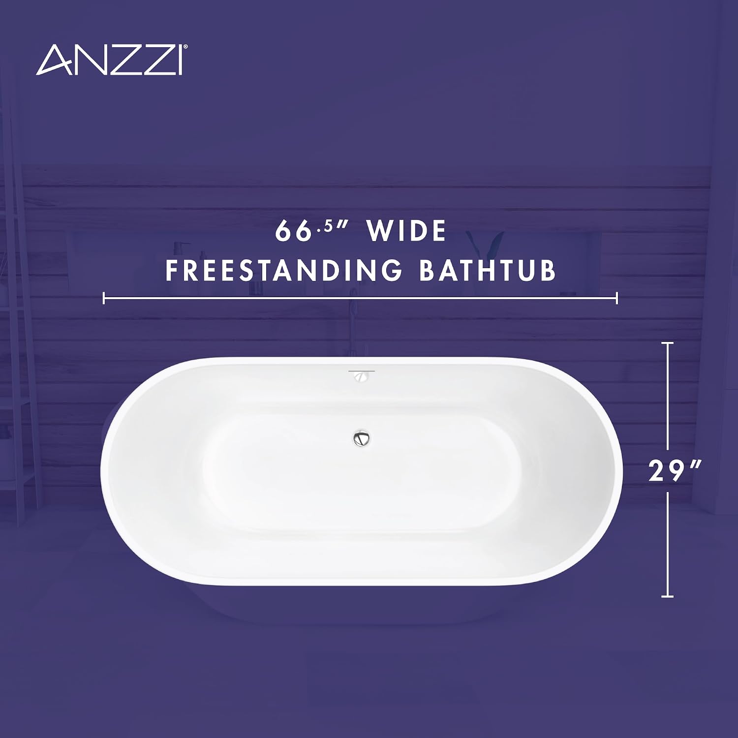 Mone 67 in. Acrylic Glossy Flatbottom Bathtub in White