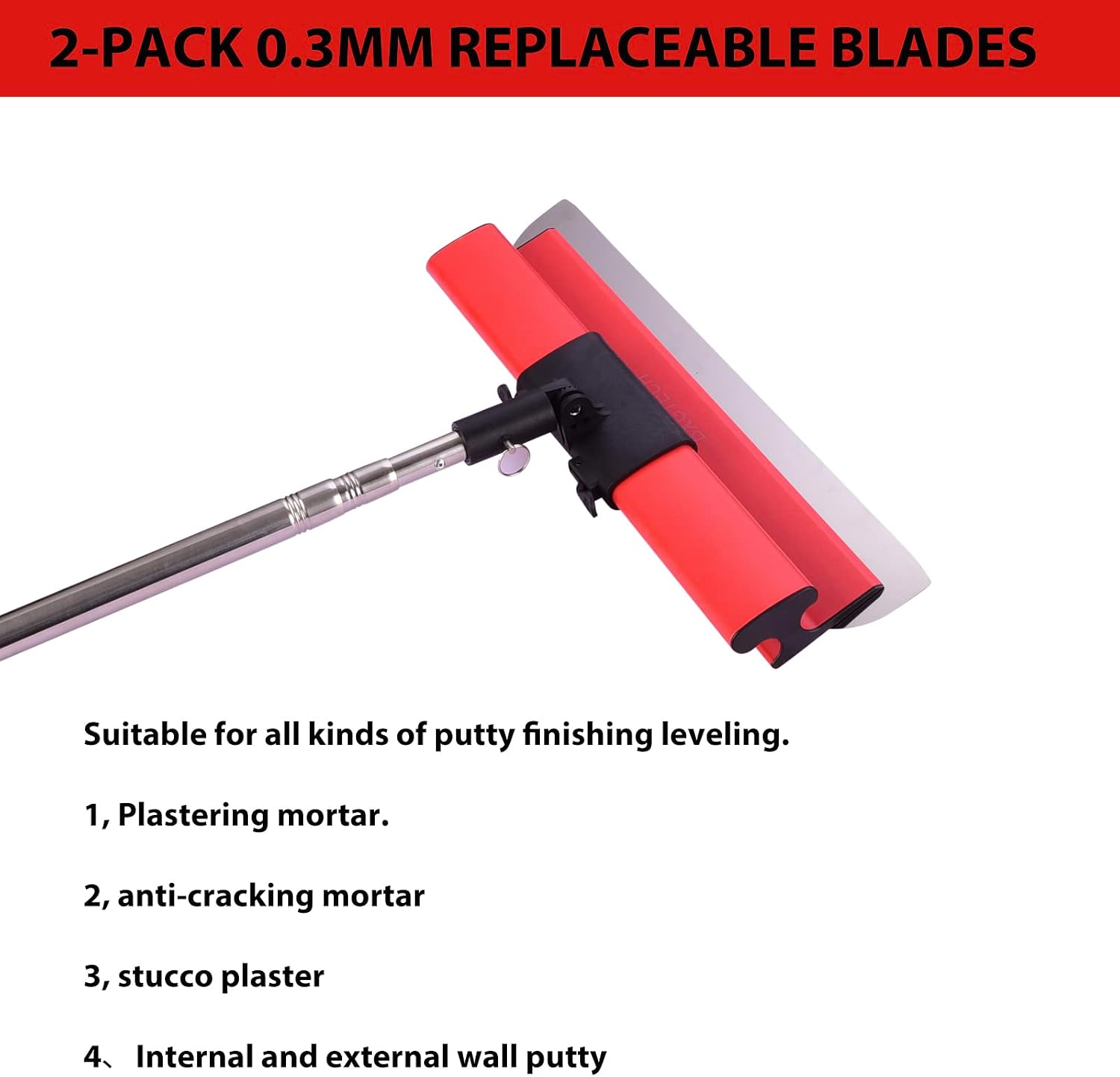Drywall Tools Skimming Blade with 9 inch Compound Roller - 10', 14', 24'& 32' 40' Blades with 2 Pack 0.3 mm Blades,Taping Knife, Arc Scraper, Construction Tools