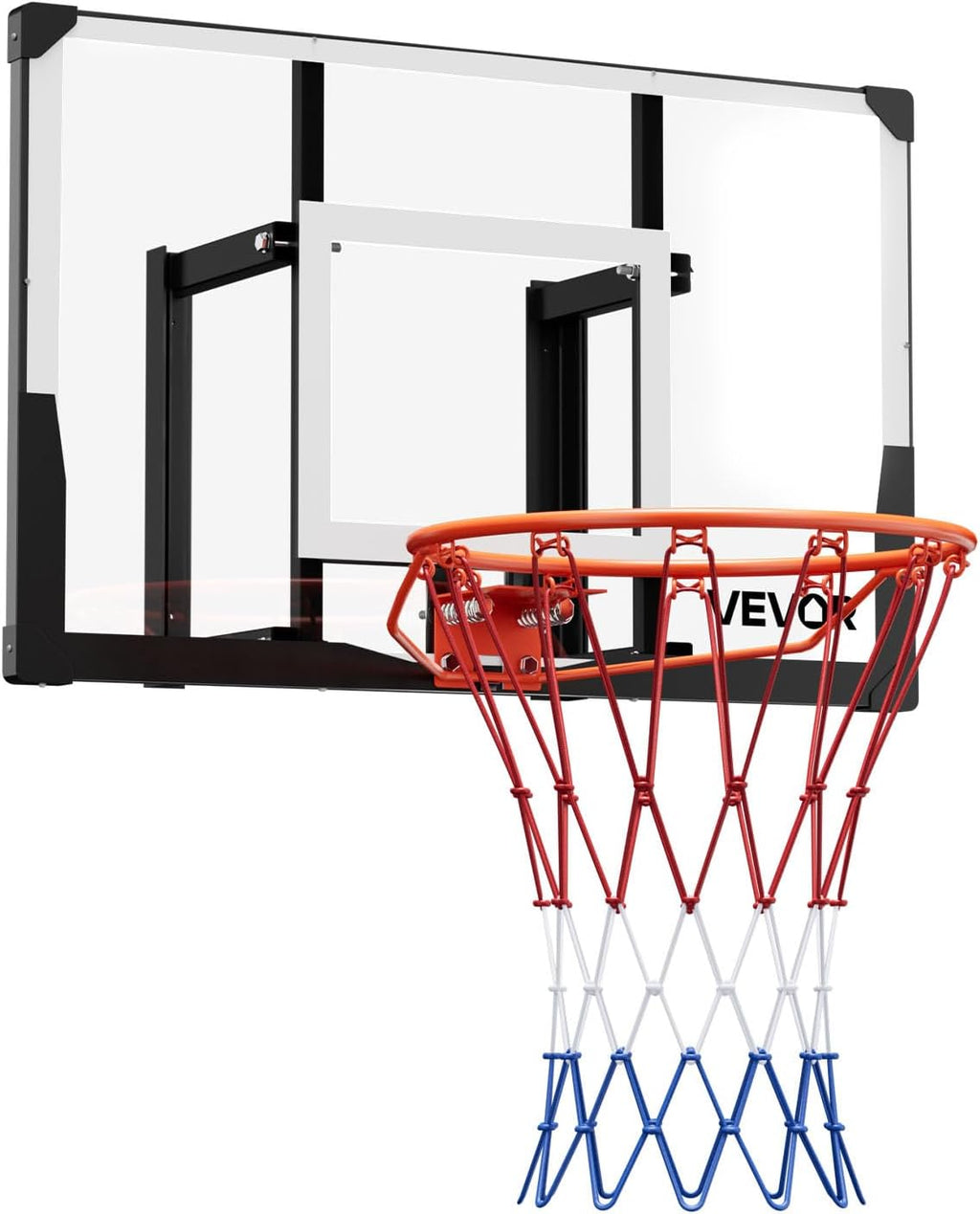 VEVOR Basketball Hoop, 44 54 Inchs PC Backboard Wall Mounted, Basketball Portable Hoop & Goal, Indoor & Outdoor with Hand-Crank Adjustment, Classic Basketball Court, Teens, Adults, Schools, Parks