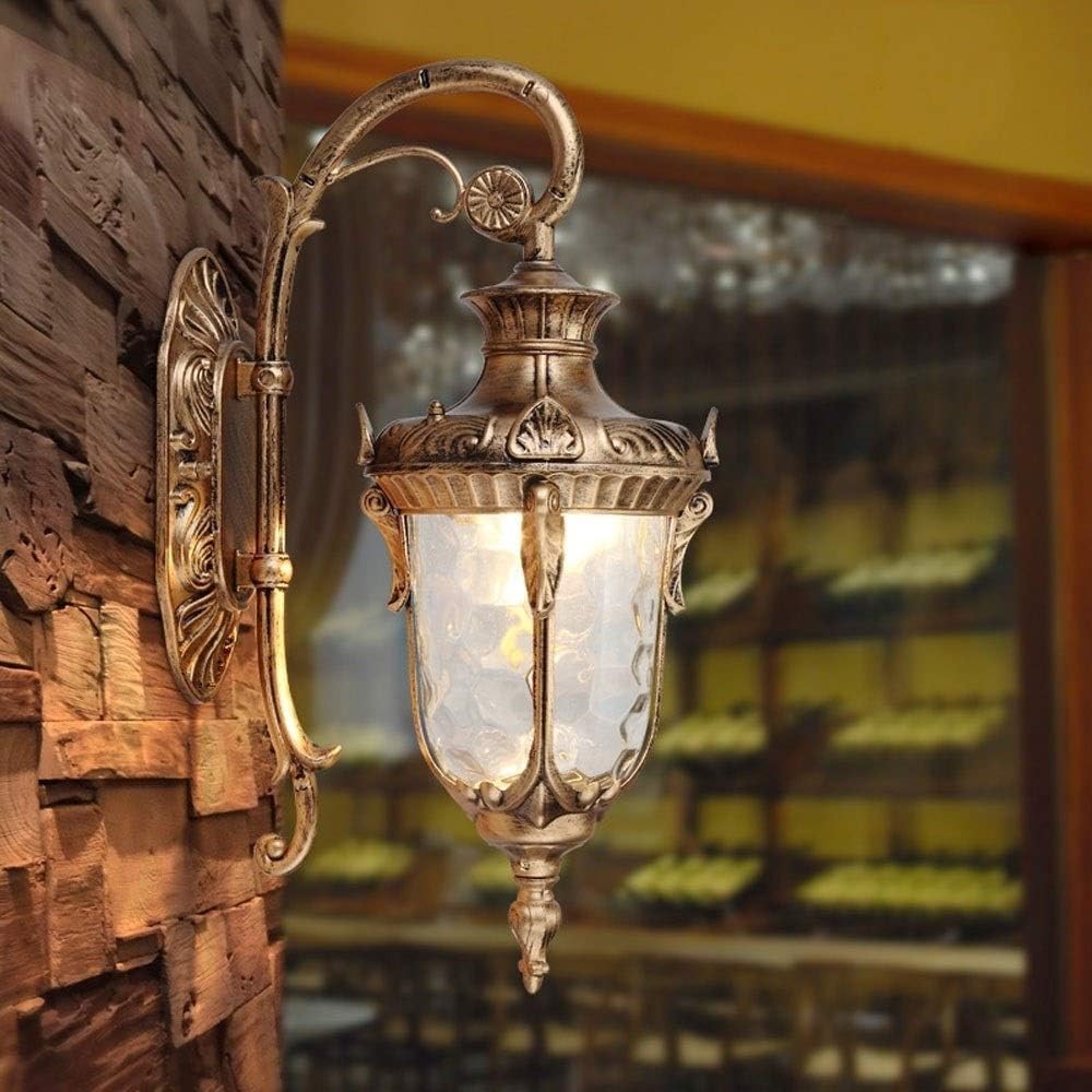 Wall Light LED Bronze V-intage Outdoor Wall Lamp Aluminum 24' Porch Lighting Black Clamp Wall Sconce Glass Shade Villa,for Hall