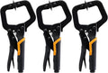 C clamp, 6' C Clamp 3PCS Metal Face Locking Plier with Flat Swivel Pads