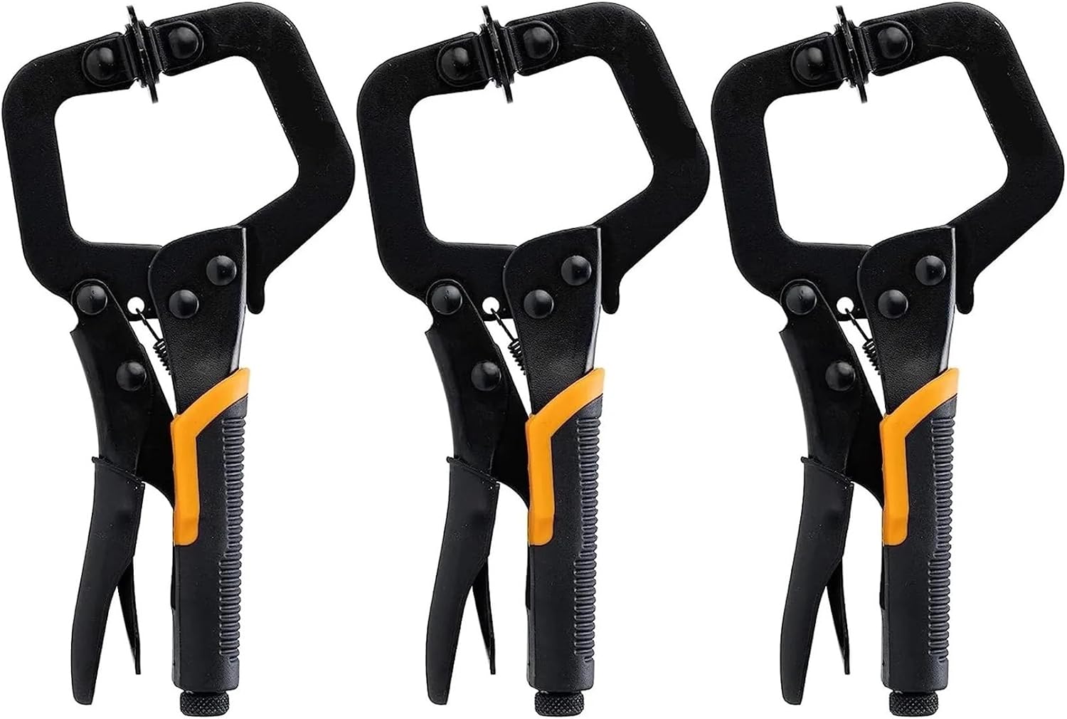 C clamp, 6' C Clamp 3PCS Metal Face Locking Plier with Flat Swivel Pads