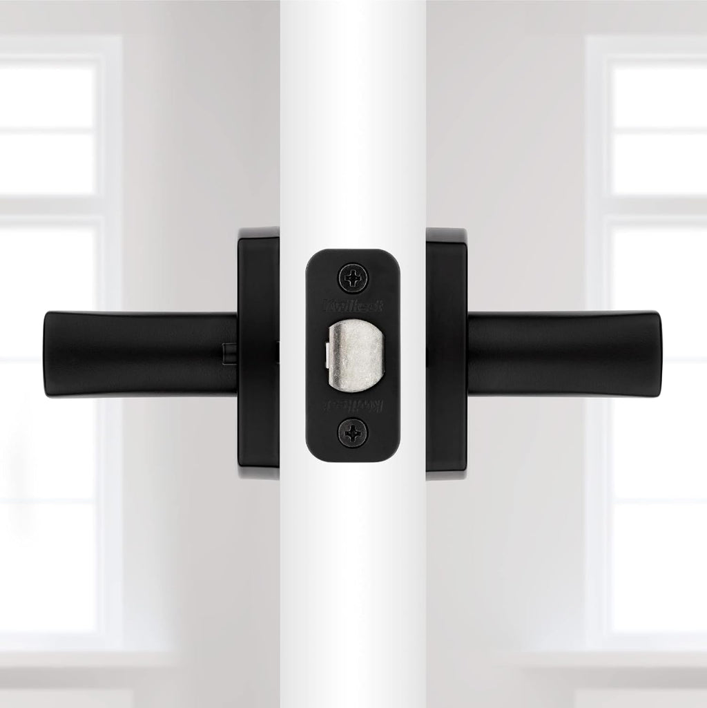 Kwikset Tripoli Lever Interior Privacy Door Handle with Lock, Door Lever for Bathroom and Bedroom, Matte Black Reversible Keyless Turn Lock, with Microban Protection (Pack of 8)