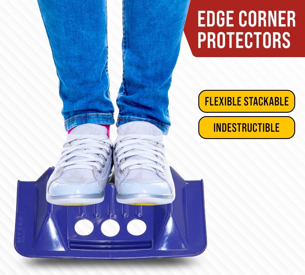 Mytee Products (80 Pack) 4' x 4' x 10' Blue Corner Protector V Shaped Flatbed Edge Guards with Carrying Case - Cargo Load Corner Edge Protector and Tie-Down Strap Guard for Flatbed