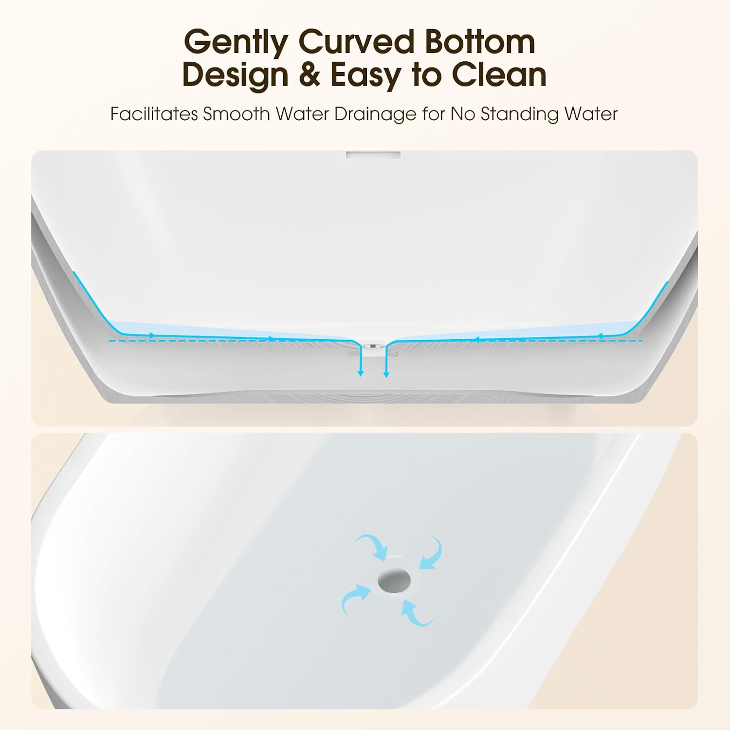 59' Acrylic Freestanding Bathtub,14' Deep Soaking Tub with Integrated Overflow & Drain,2 Person Soaking Tub,CUPC Certified, Chrome Drain Bath Tub,Modern Tub for Bathrooms,Double Backrest White