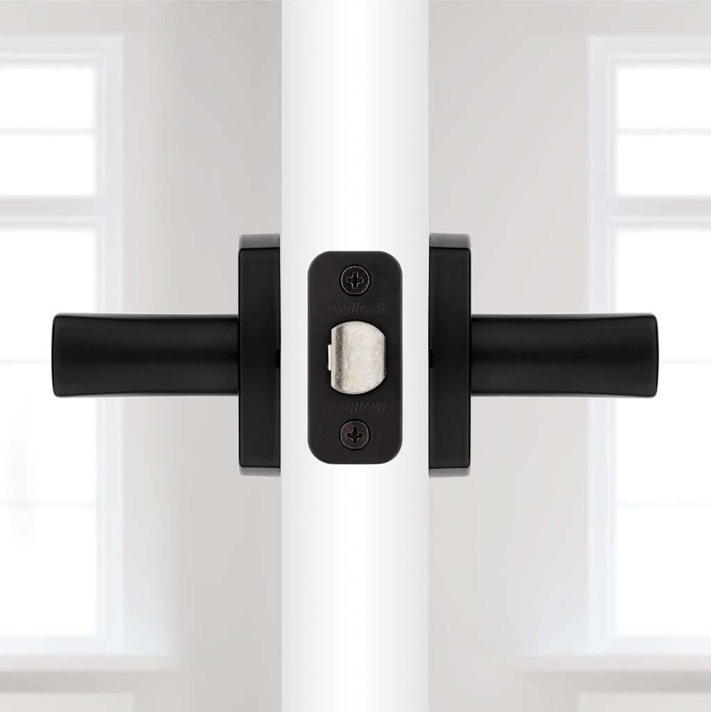 Kwikset Tripoli Lever Interior Passage Door Handle, Lever for Closet and Hallway Doors, Reversible Non-Locking Handle Lever, Matte Black, with Microban Protection (Pack of 6)