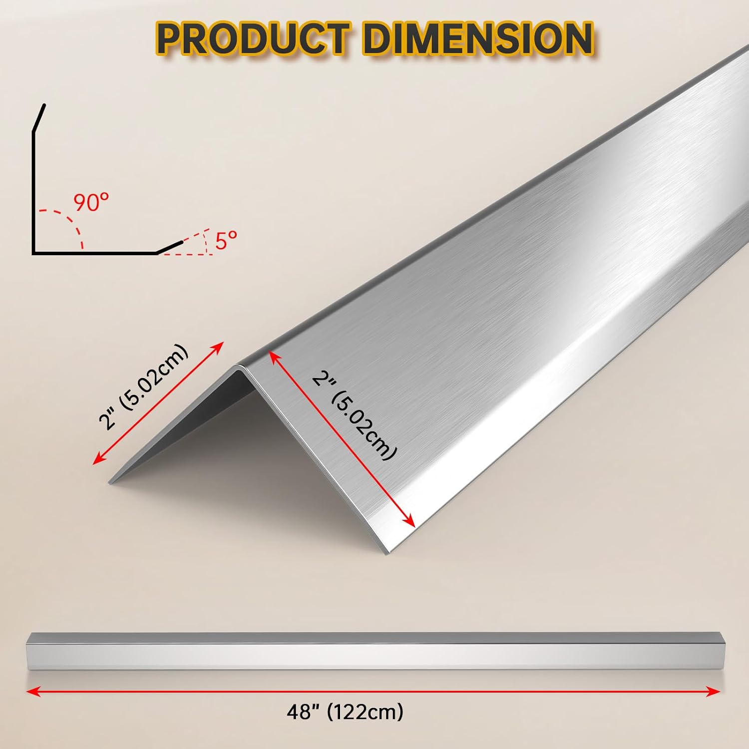 20 PCS Stainless Steel Wall Corner Guards (2 x 2 x 48 Inch),90° Angle Metal Edge Guard Corner Protectors are Designed for Wall Protection and Decoration