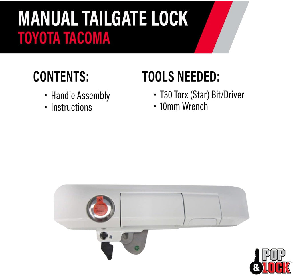 Pop & Lock – Manual Tailgate Lock with Bolt Technology for Toyota Tacoma, Fits 2005 to 2015 Models (Black, PL5400)