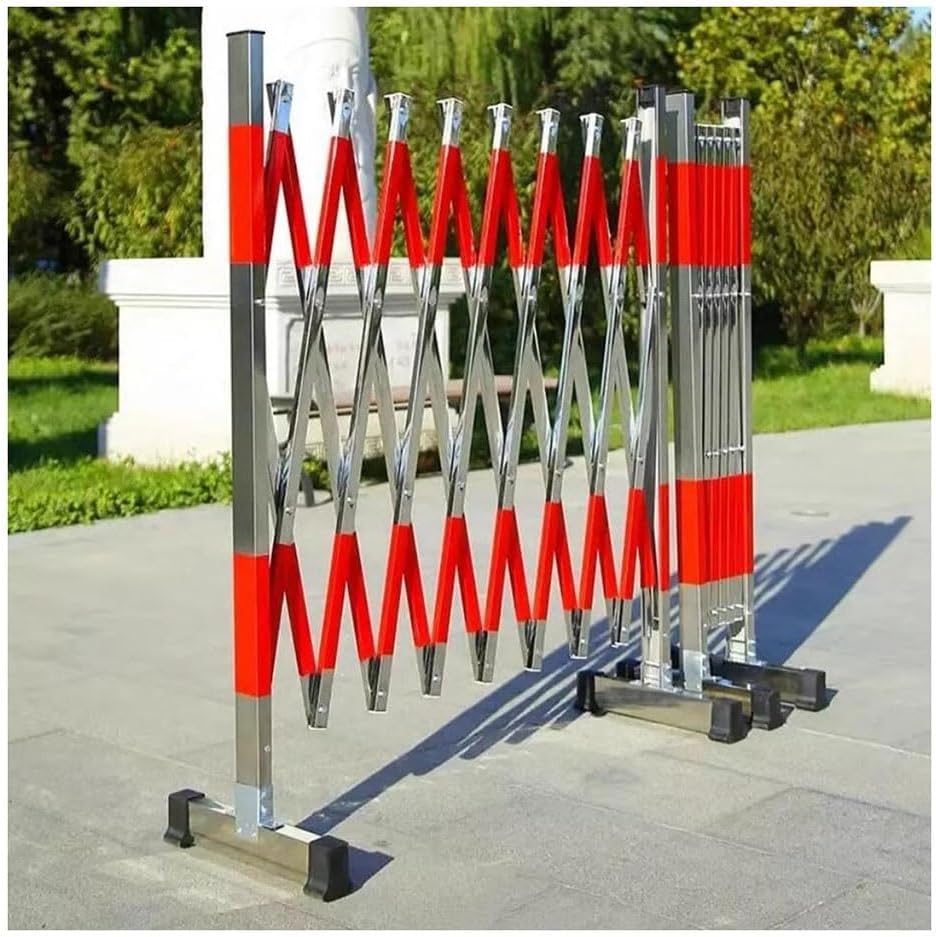 Expandable Mobile Barrier Traffic Barriers,Industrial Expandable Metal Barricade, Mobile Safety Barrier Gate Retractable Traffic Fence Foldable Stainless Steel Fence Quickly Bloc.Silver-1.2X2M