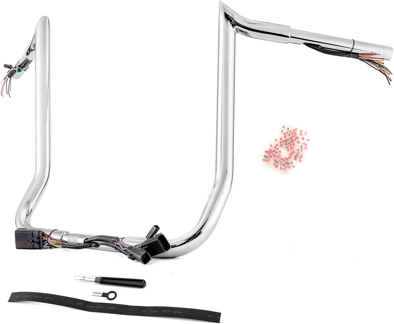 Wsays 14' Rise Pre-Wired Handlebar Bagger Meathook Bar Handlebar Compatible with Harley Street Glide Electra Glide Ultra Limited 2008-2013 Chrome