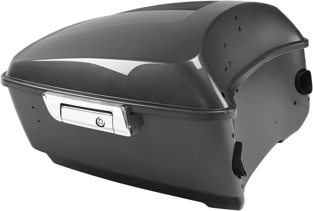TCMT 13.7' King Motorcycle Trunk Box W/Latch Key Fit For Harley 2014-2025 Touring CVO Road King Road Glide Street Glide Electra Glide Ultra Limited Gauntlet Gray Metallic