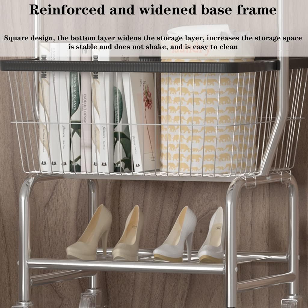 Shoe Ben Coat Stand Rack - Versatile Clothes Hanger with Shelves Rolling Garment Rack for Bedroom & Wardrobe Ideal for Shoes Storage & nization 4 Wheels for Easy Mobility