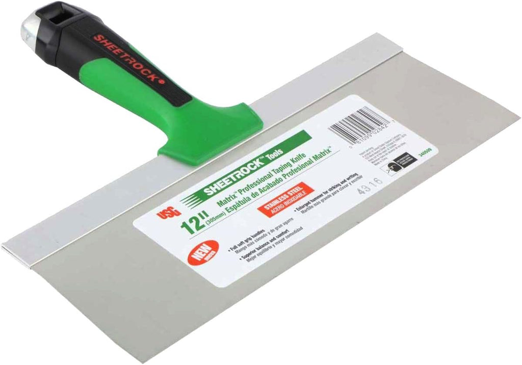 USG Sheetrock Matrix Stainless Steel Drywall Taping Knife Set 6'-10'-12' with Matrix Mud Pan