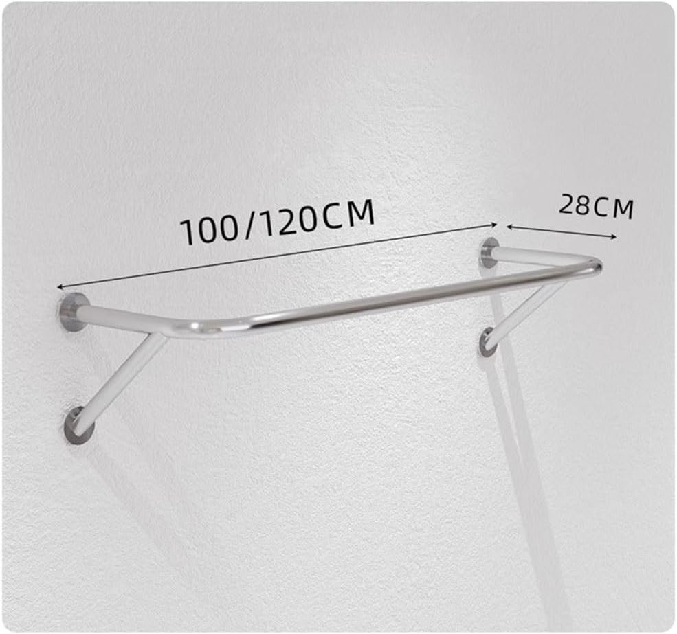 Stainless Steels Clothes Hanging Bar DIY Wall-Mounted Garment Rack Heavy Duty Clothing Rack for Bedroom, Laundry Room, Closet Storage(100cm)