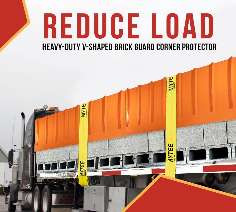 Mytee Products (10 Pack) 9'x48'x36' (Drop) Brick Guard V Shaped Corner Protector - Orange Edge Guard - Weather & Abrassion Resistant - Fit Upto 7 Straps of 4'
